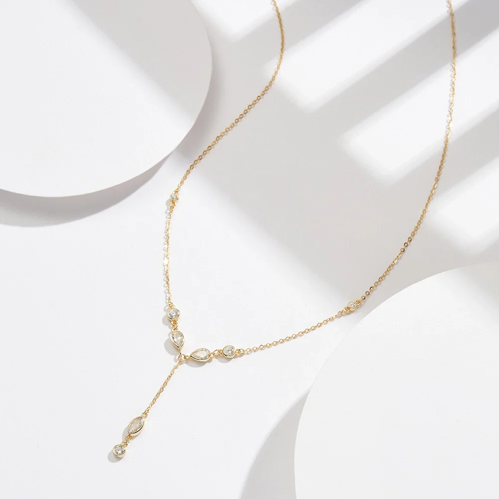 Coliere din argint - Colier din Argint Gold Crystal Drop