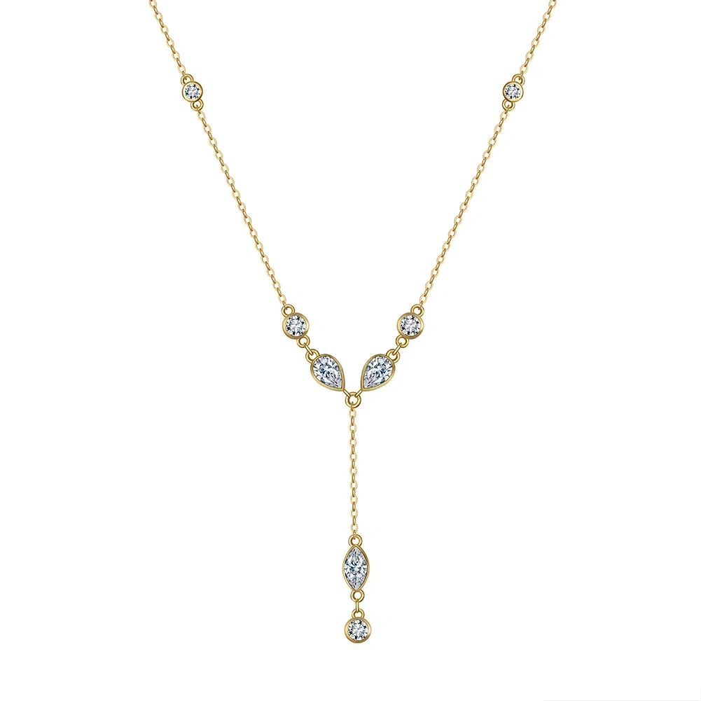 Coliere din argint - Colier din Argint Gold Crystal Drop