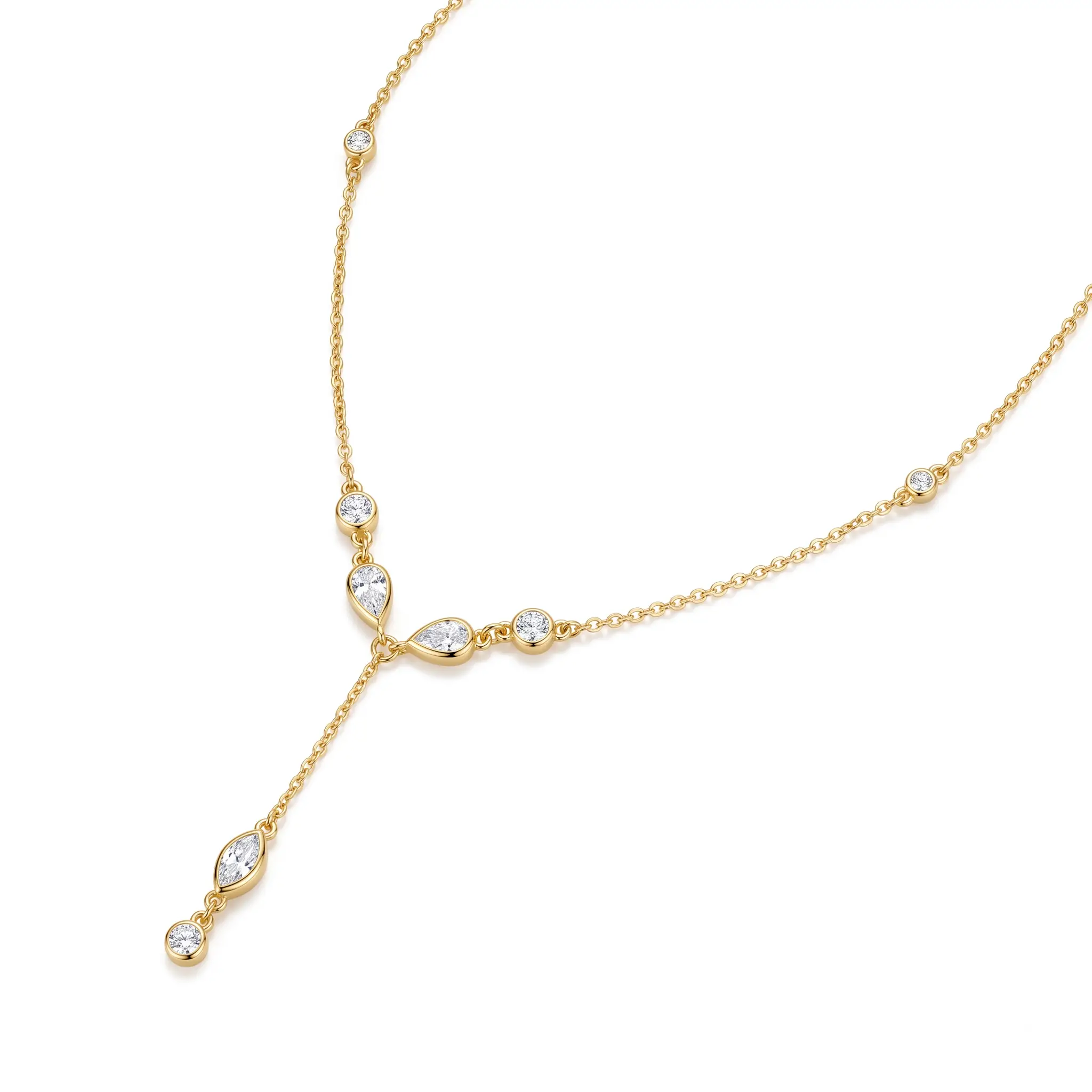 Colier din Argint Gold Crystal Drop
