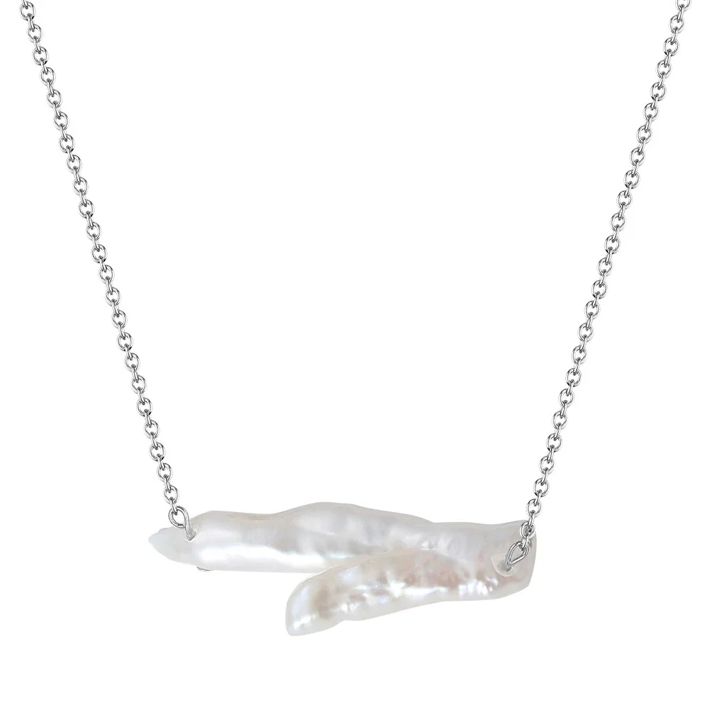 Colecții - Colier din Argint Organic Pearl Bar Silver