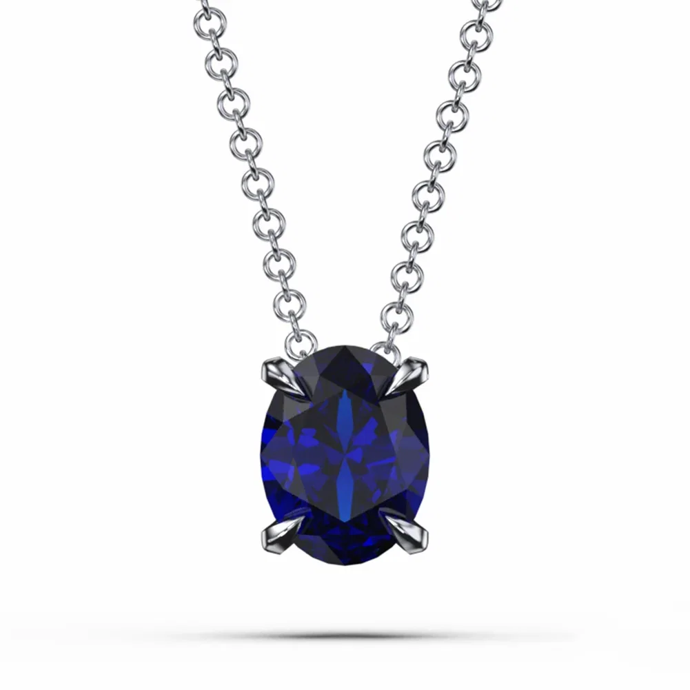 Colecții - Colier din Argint Oval Brilliance Halo Blue