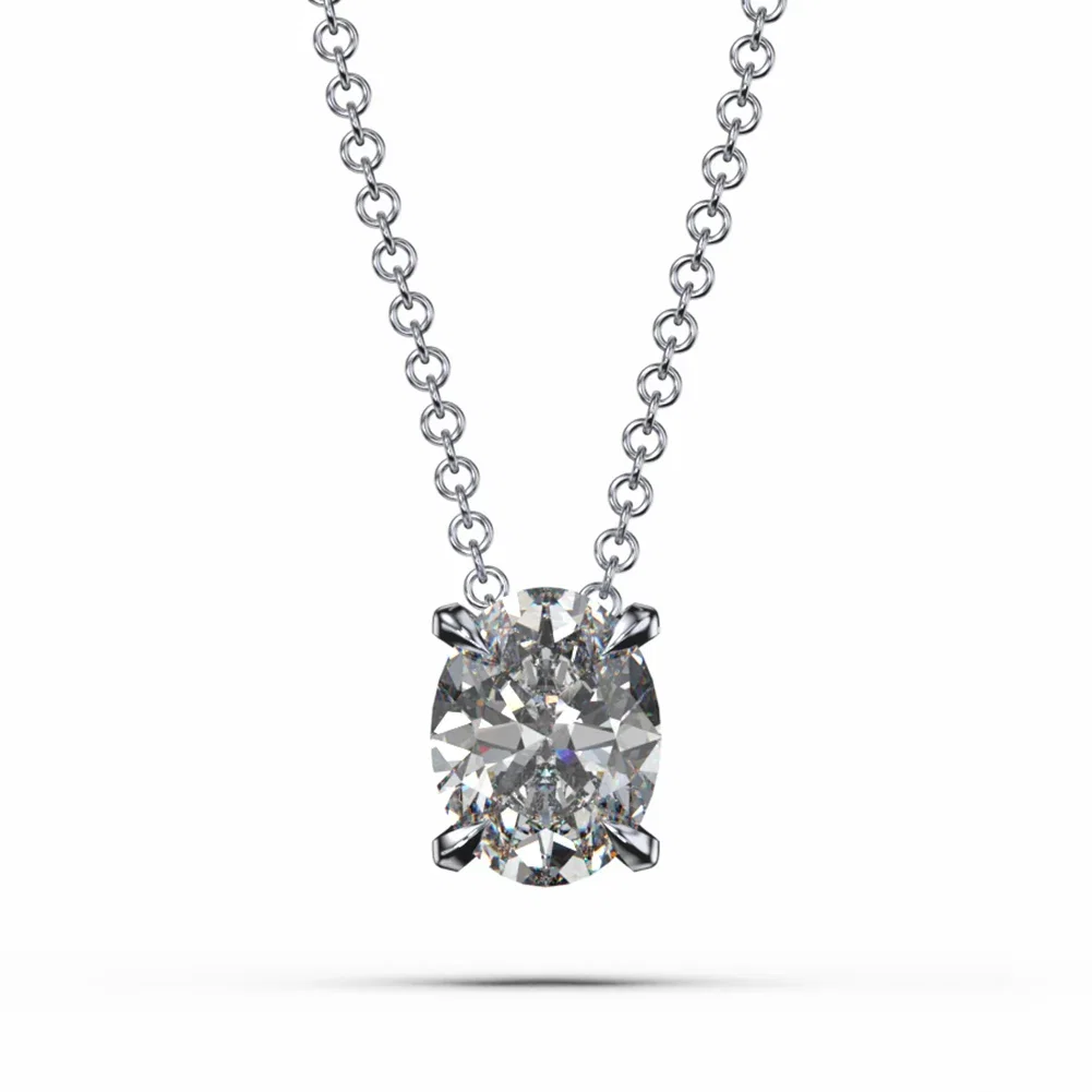 Colecții - Colier din Argint Oval Brilliance Halo Silver