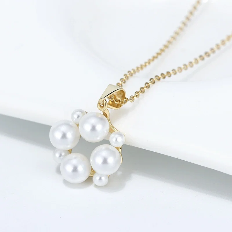 Coliere din argint - Colier din Argint Pearl Circle Gold