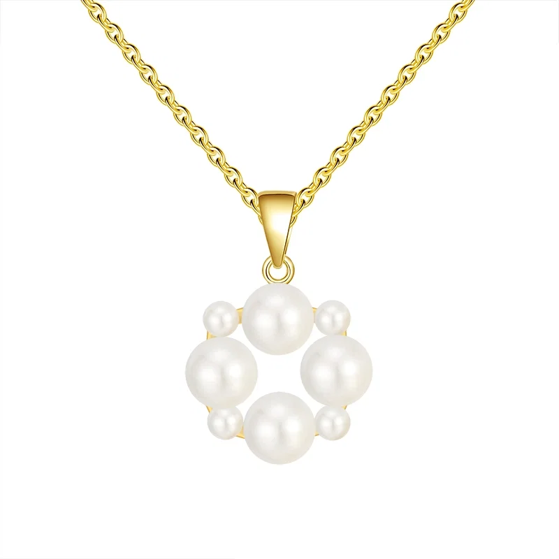 Coliere din argint - Colier din Argint Pearl Circle Gold