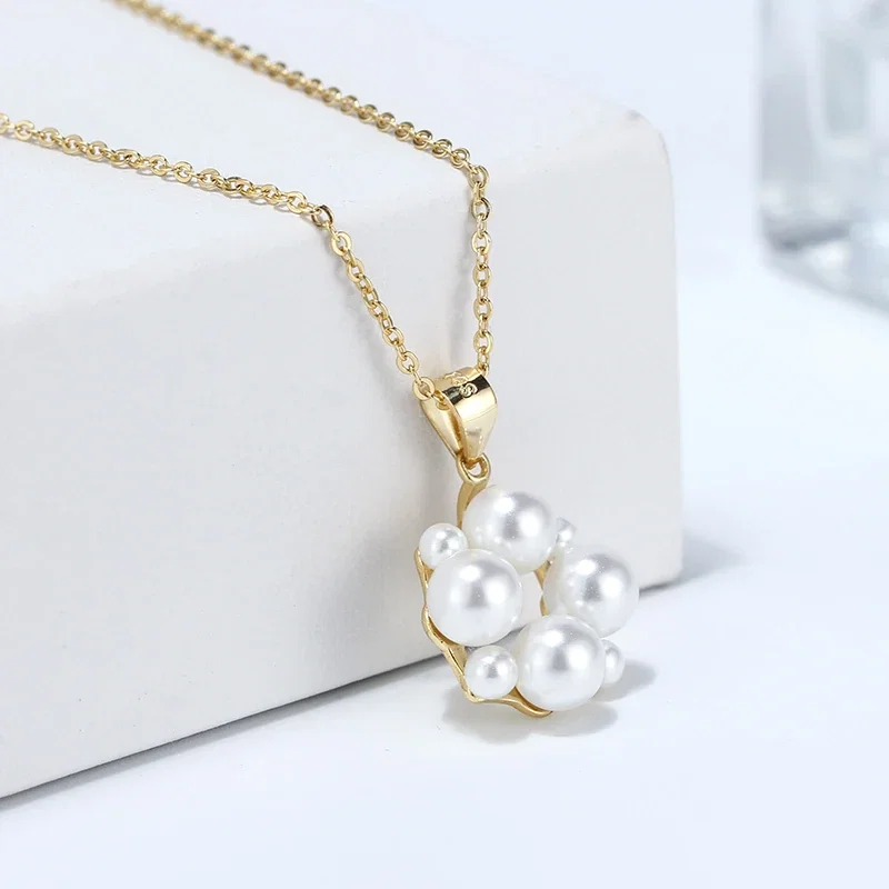 Coliere din argint - Colier din Argint Pearl Circle Gold