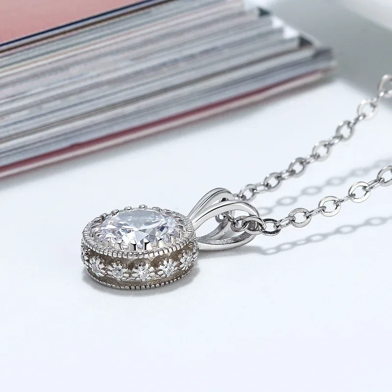 Coliere din argint - Colier din Argint Round Halo Pendant