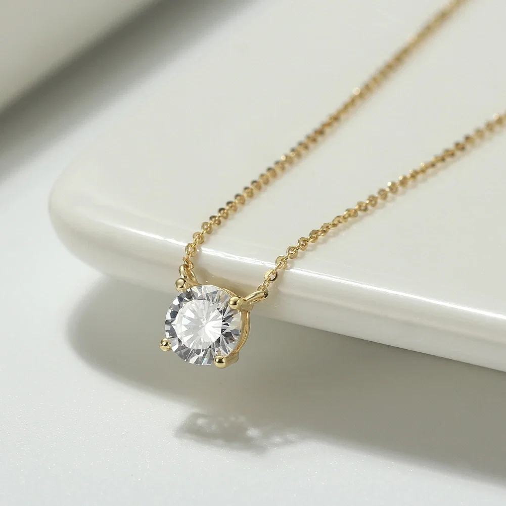 Coliere din argint - Colier din Argint Solitaire Sterling Gold
