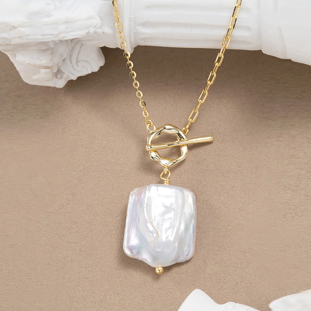 Colecții - Colier din Argint Toggle Gold Baroque