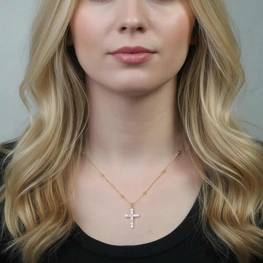 Coliere Statement - Colier Statement Cross Auriu