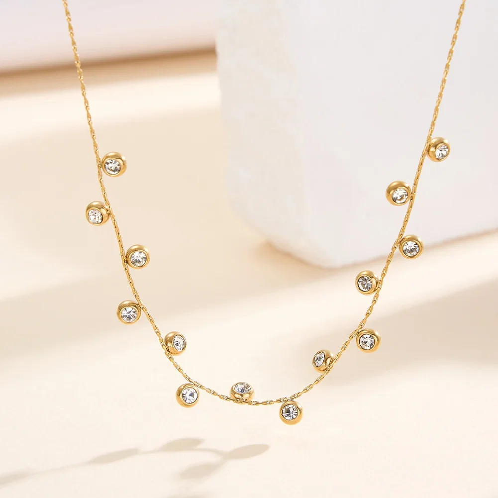 Coliere Statement - Colier Statement cu Cristale Zirconiu Stardust Auriu