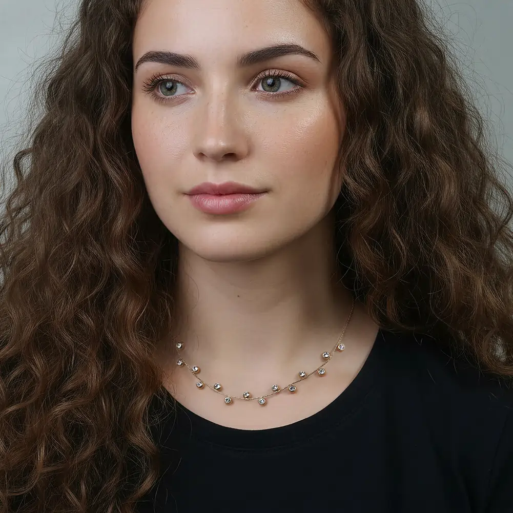 Coliere Statement - Colier Statement cu Cristale Zirconiu Stardust Auriu