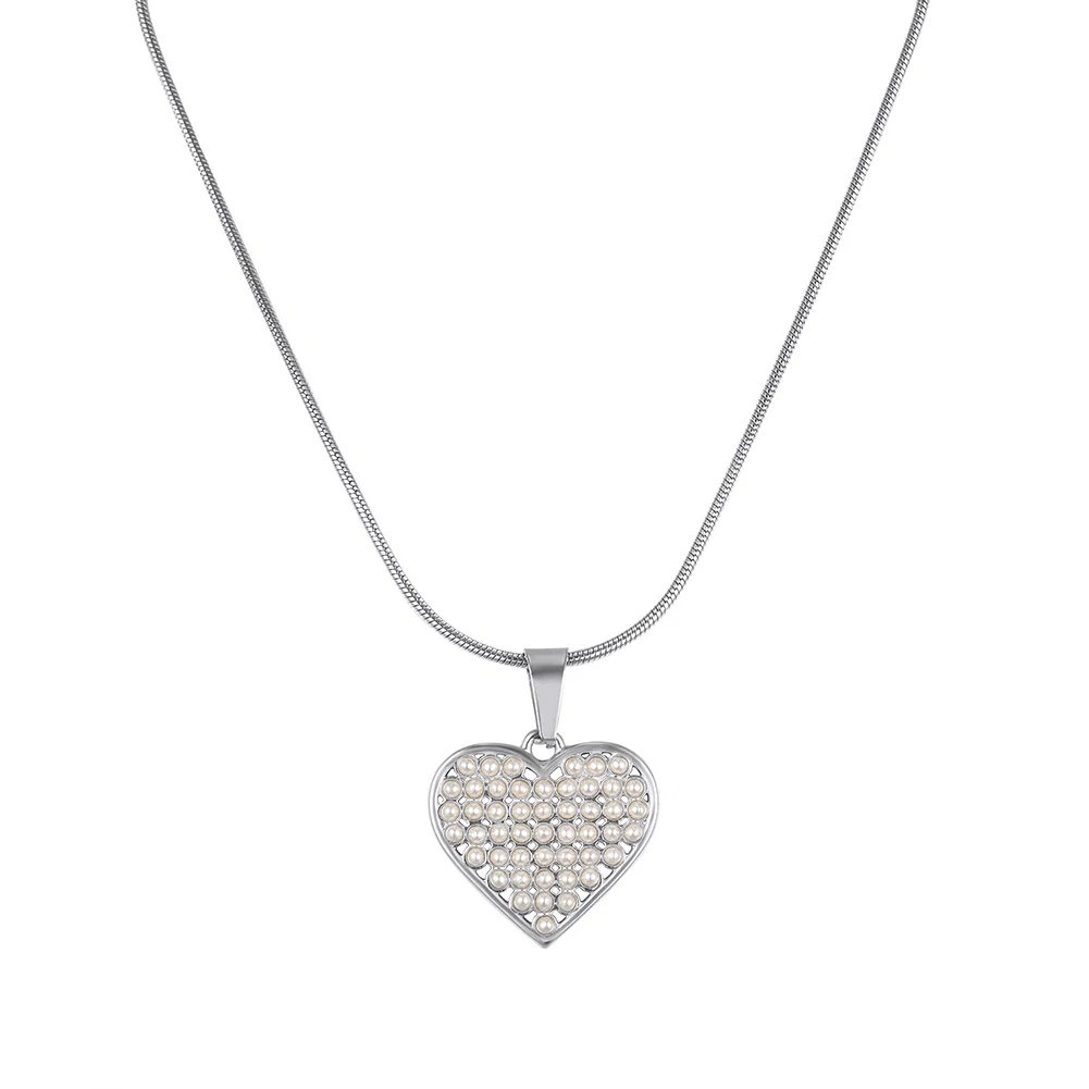 Coliere Statement - Colier Statement cu Perle Shell Amour Argintiu