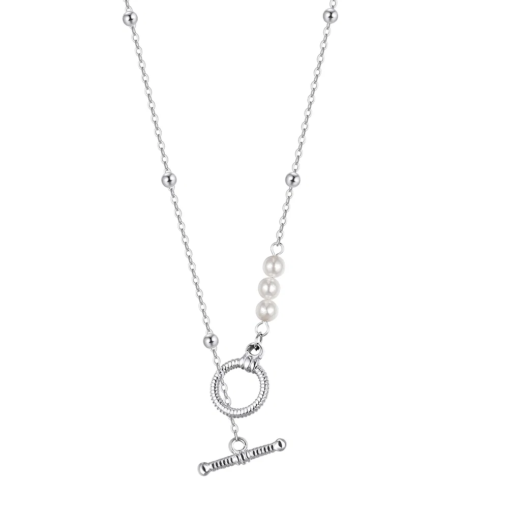 Coliere Statement - Colier Statement cu Perle Shell Toggle Argintiu