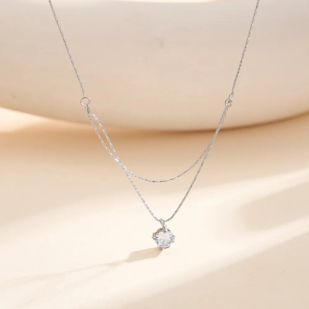 Coliere Statement - Colier Statement Double Chain Argintiu