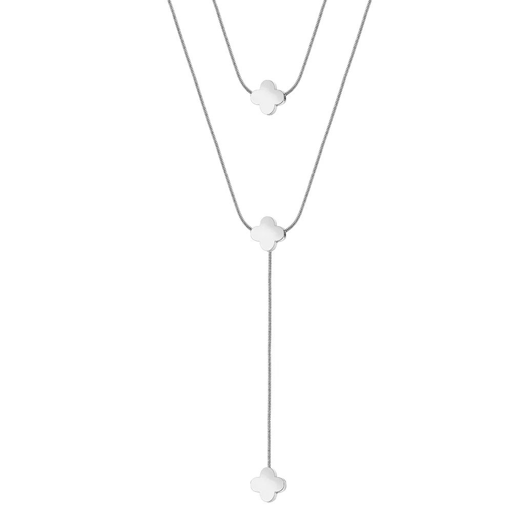 Coliere Statement - Colier Statement Double Clover Argintiu