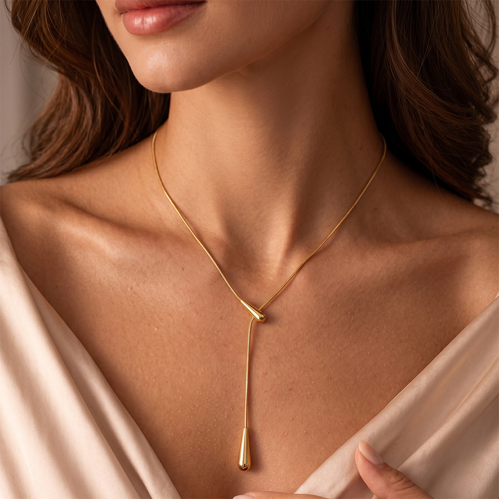 Coliere Statement - Colier Statement Drop Auriu