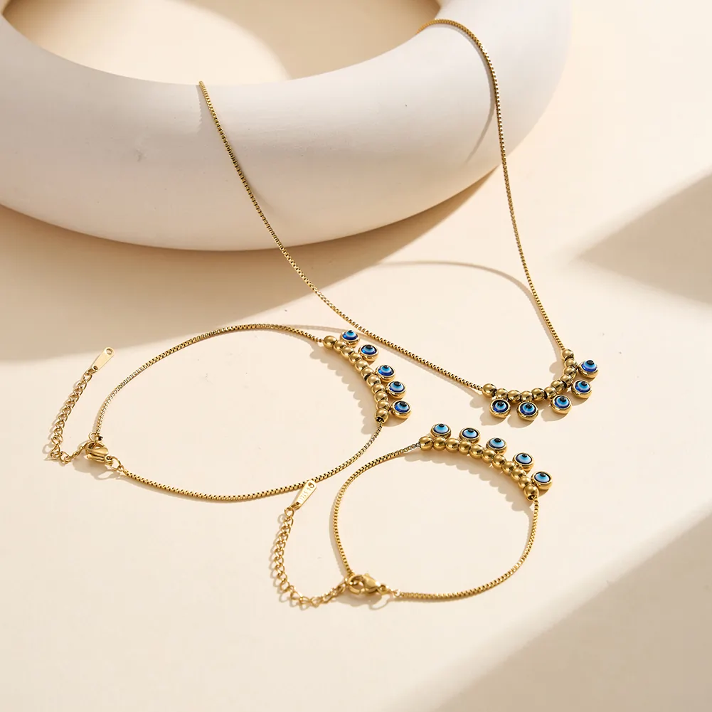 Coliere Statement - Colier Statement Evil Eye Auriu