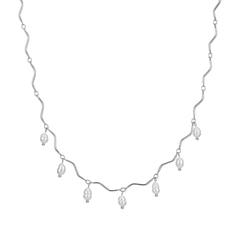 Coliere Statement - Colier Statement Pearl Wave Argintiu NURIA