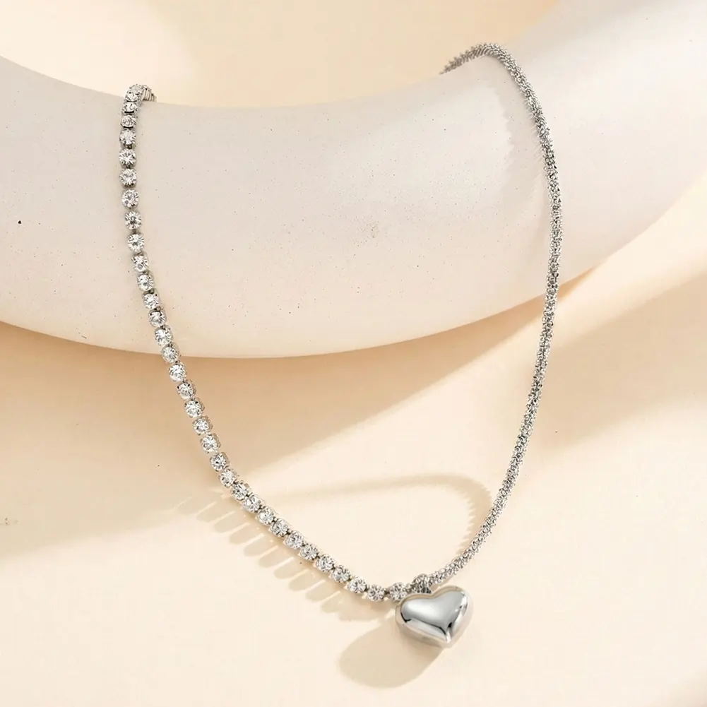 Coliere Statement - Colier Statement Split Heart Argintiu