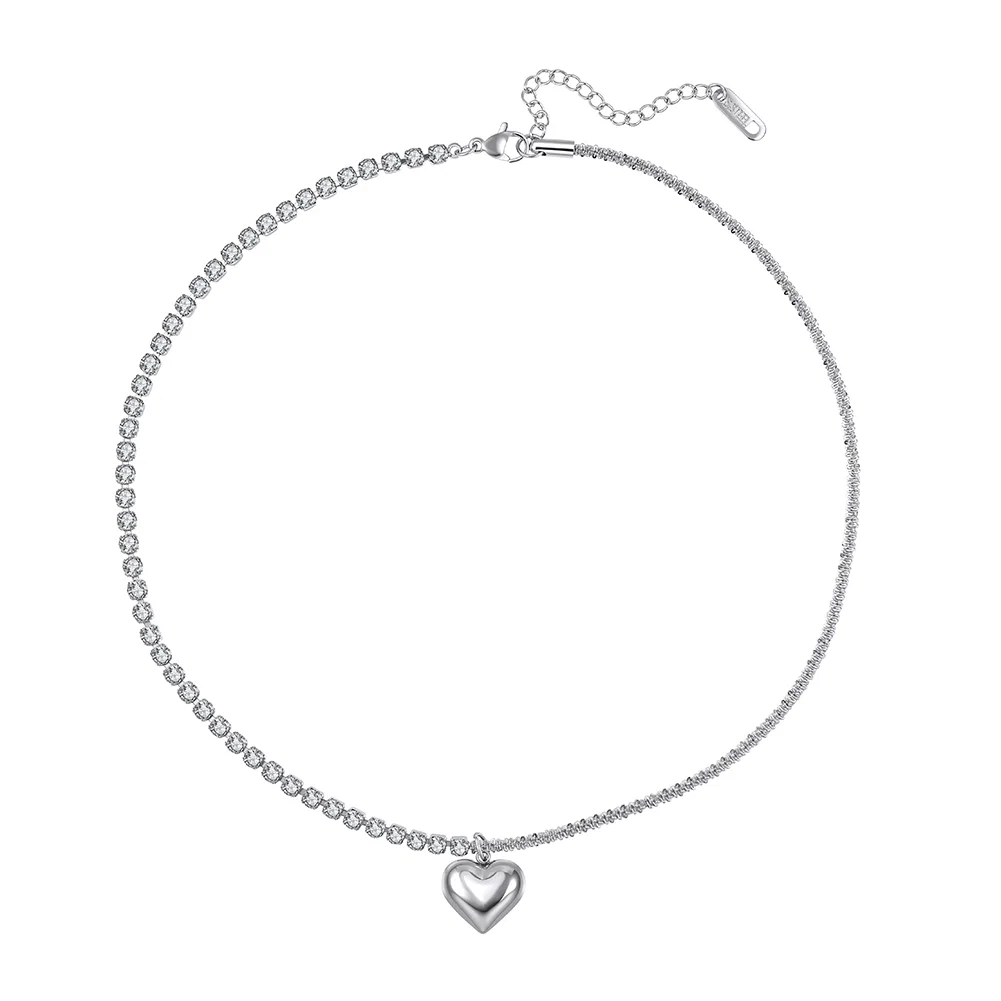 Coliere Statement - Colier Statement Split Heart Argintiu