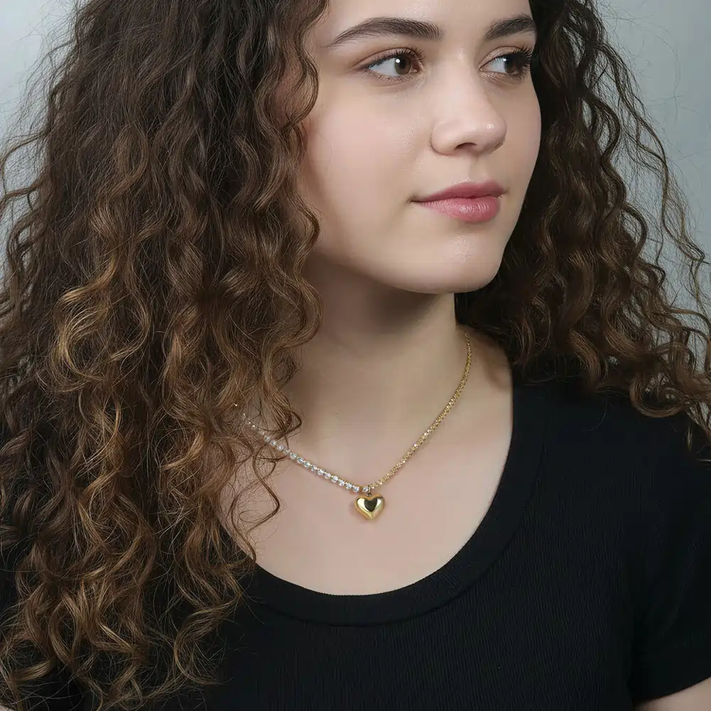 Coliere Statement - Colier Statement Split Heart Auriu