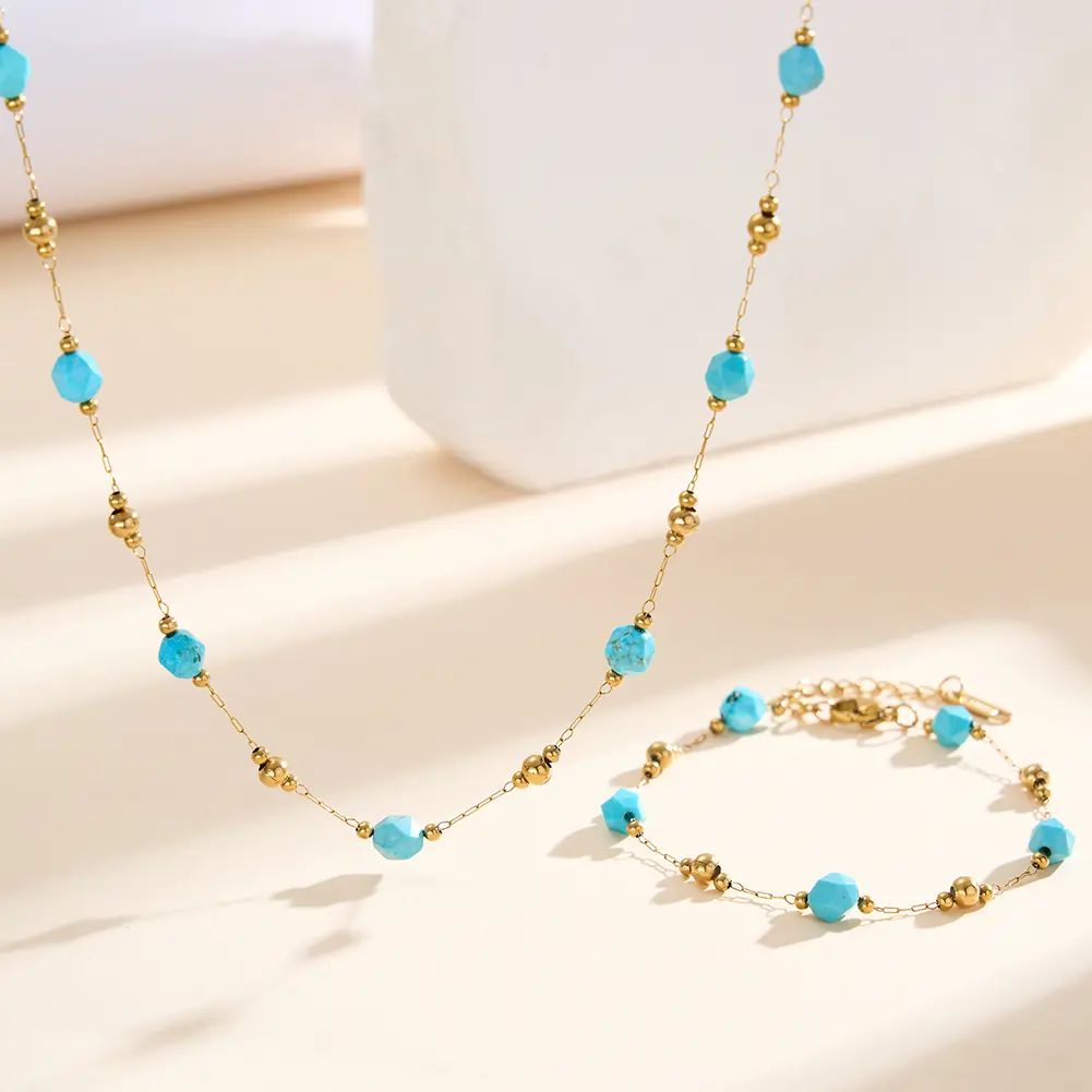 Coliere Statement - Colier Statement Turquoise Auriu