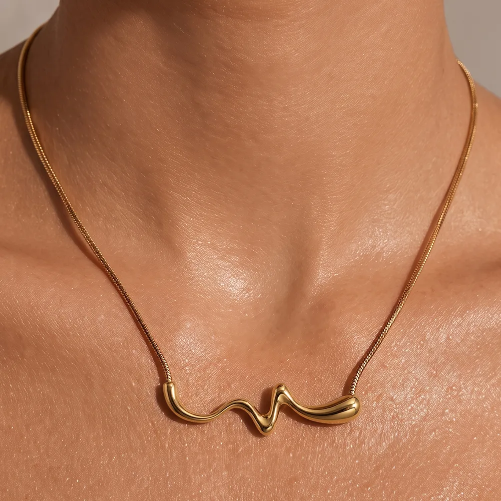 Coliere Statement - Colier Statement Wave Auriu