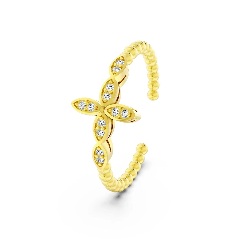Inele - Inel din Argint Bloom Elegance Golden