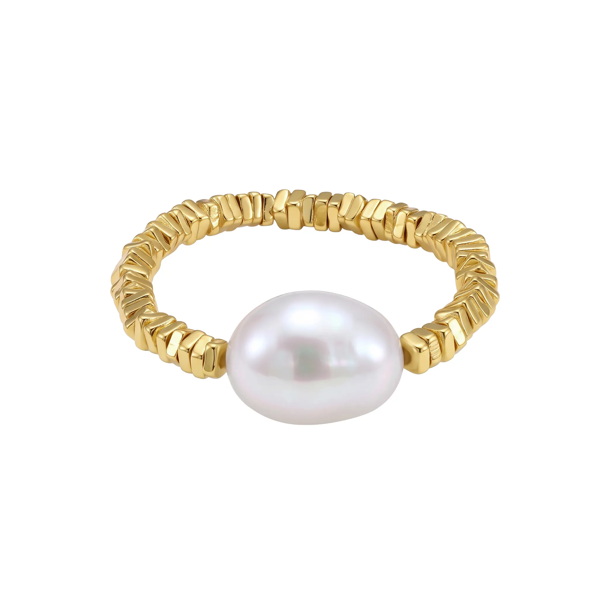 Inele din argint - Inel din Argint Cu Perlă Naturală de Cultură Bead Gold