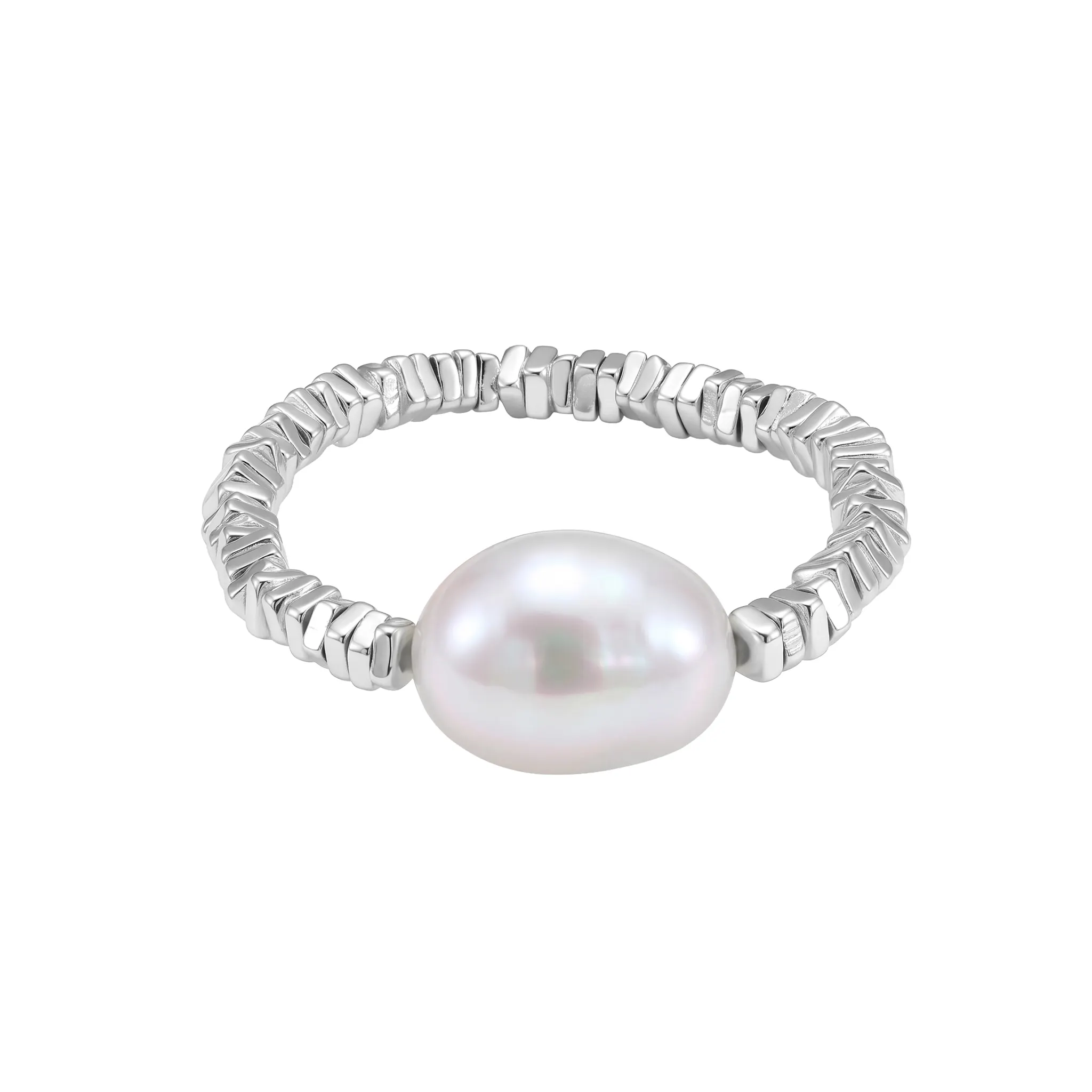 Inele din argint - Inel din Argint Cu Perlă Naturală de Cultură Bead Silver