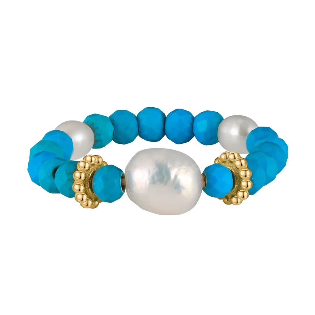 Inele - Inel din Argint cu Perlă Naturală și Piatră Turcoaz Pearl Turquoise Harmony