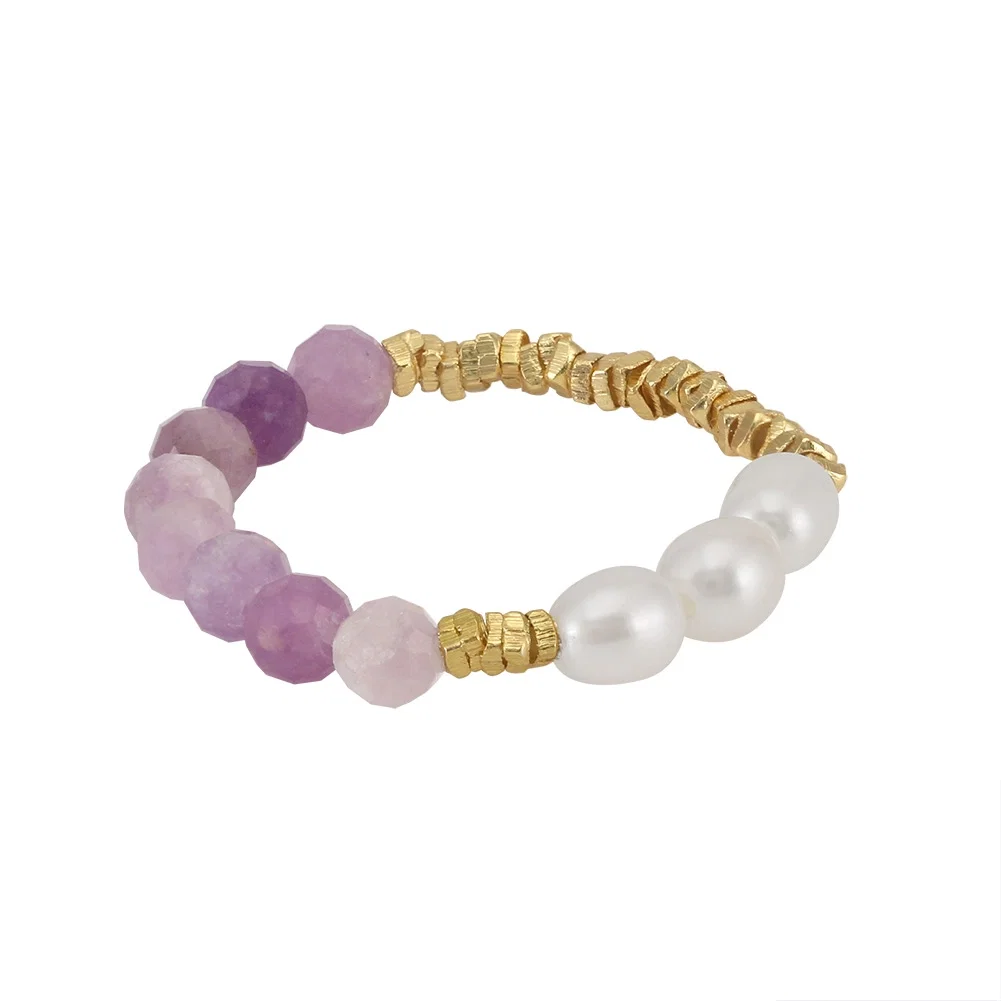Inele din argint - Inel din Argint cu Perle Naturale și Pietre Naturale Ametist Lavender Pearl Bliss