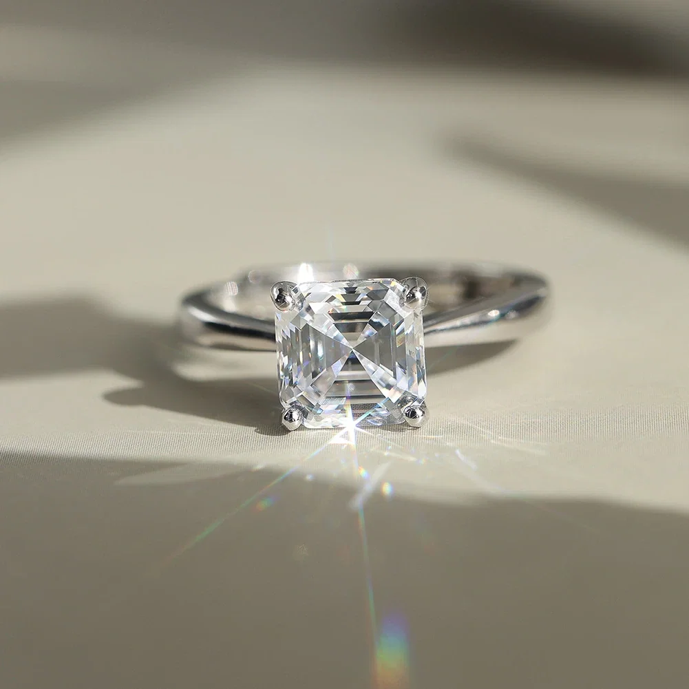 Inele din argint - Inel din argint cu zirconiu Asscher Solitaire Argintiu