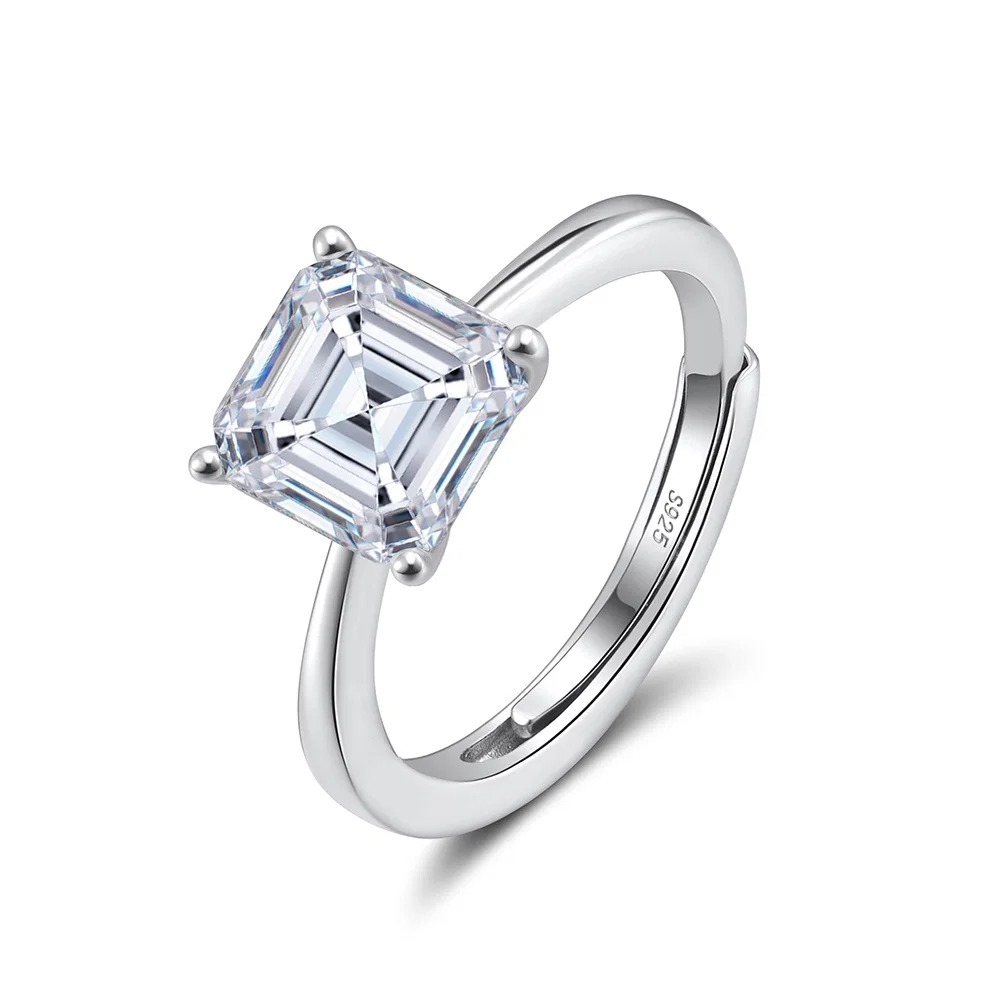 Inele din argint - Inel din argint cu zirconiu Asscher Solitaire Argintiu