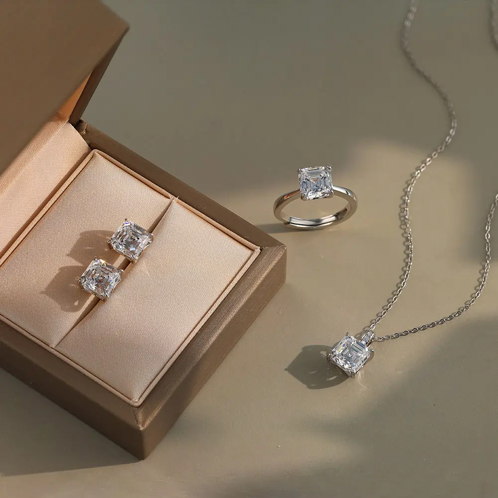 Inele din argint - Inel din argint cu zirconiu Asscher Solitaire Argintiu