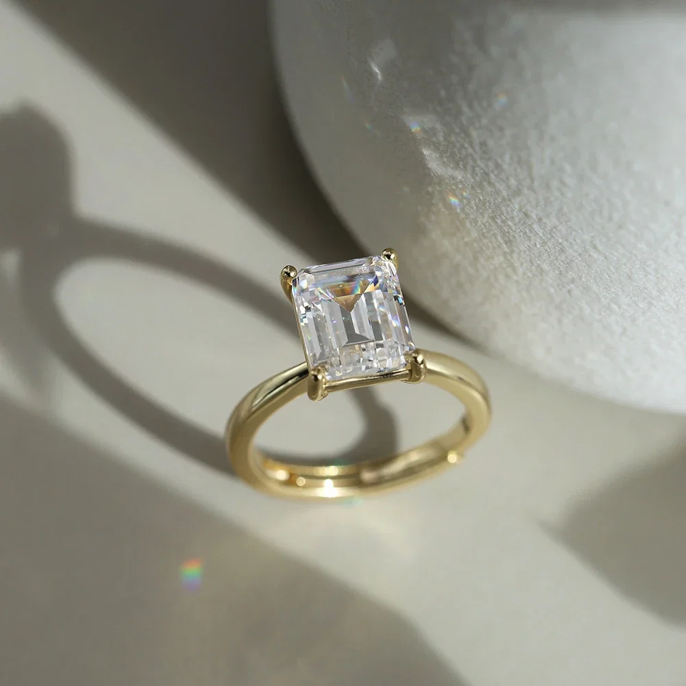Produse Noi - Inel din argint cu zirconiu Emerald Solitaire Auriu NURIA