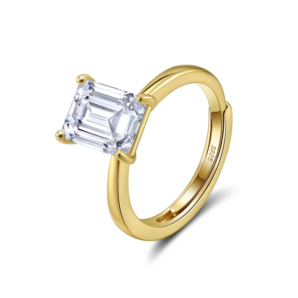 Produse Noi - Inel din argint cu zirconiu Emerald Solitaire Auriu NURIA