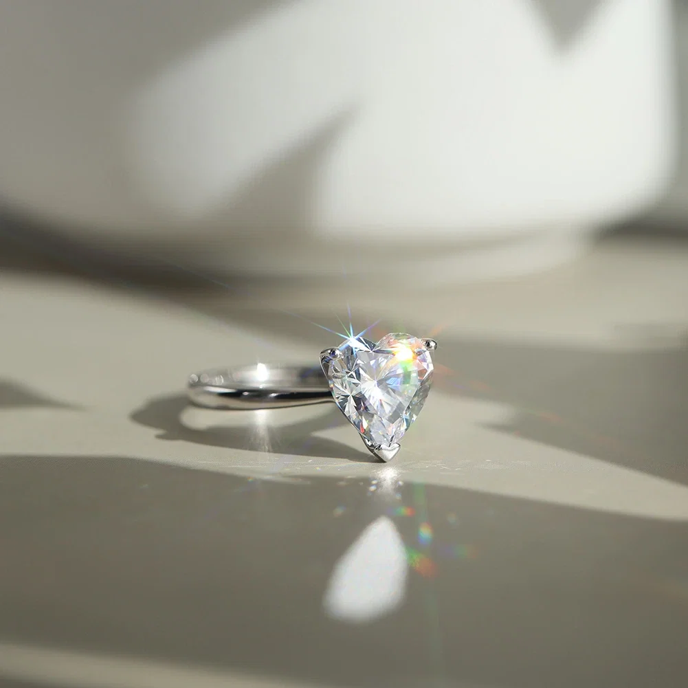 Inele din argint - Inel din argint cu zirconiu Heart Solitaire Argintiu
