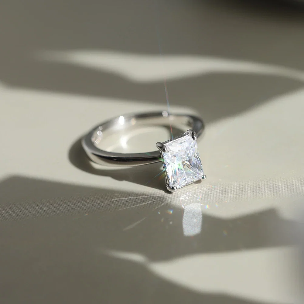 Inele din argint - Inel din argint cu zirconiu Radiant Solitaire Argintiu