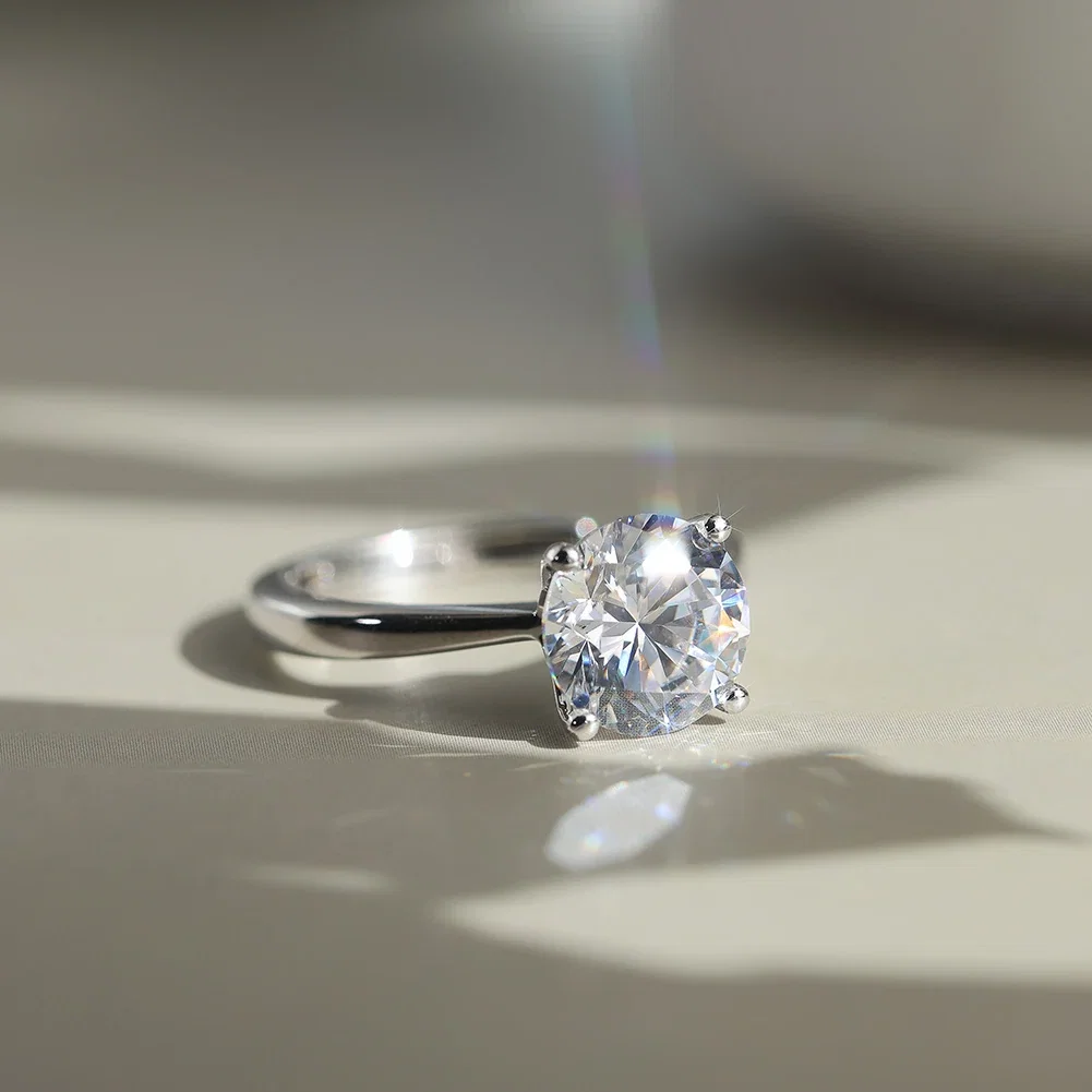 Inele din argint - Inel din argint cu zirconiu Round Solitaire Argintiu