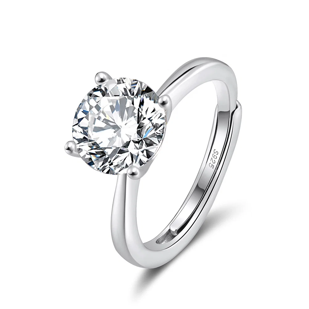 Inele din argint - Inel din argint cu zirconiu Round Solitaire Argintiu