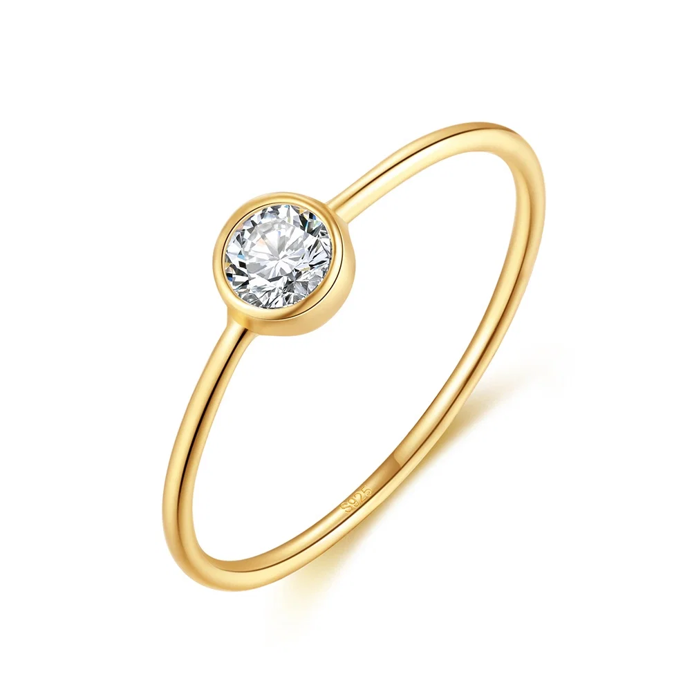 Inele - Inel din Argint Elegance Solitaire Gold