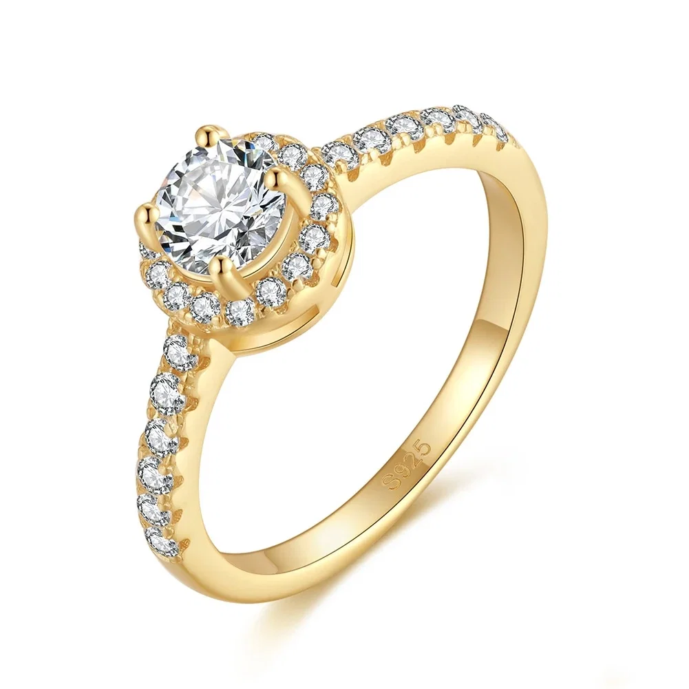 Inele - Inel din Argint Elegant Halo Gold