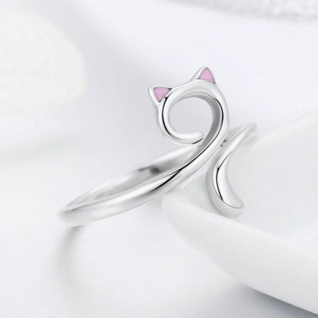 Inele - Inel din argint Pink Cat