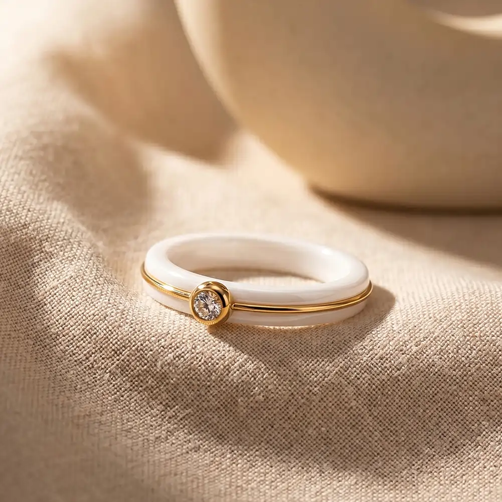 Inele Statement - Inel Statement Bianco Line Auriu