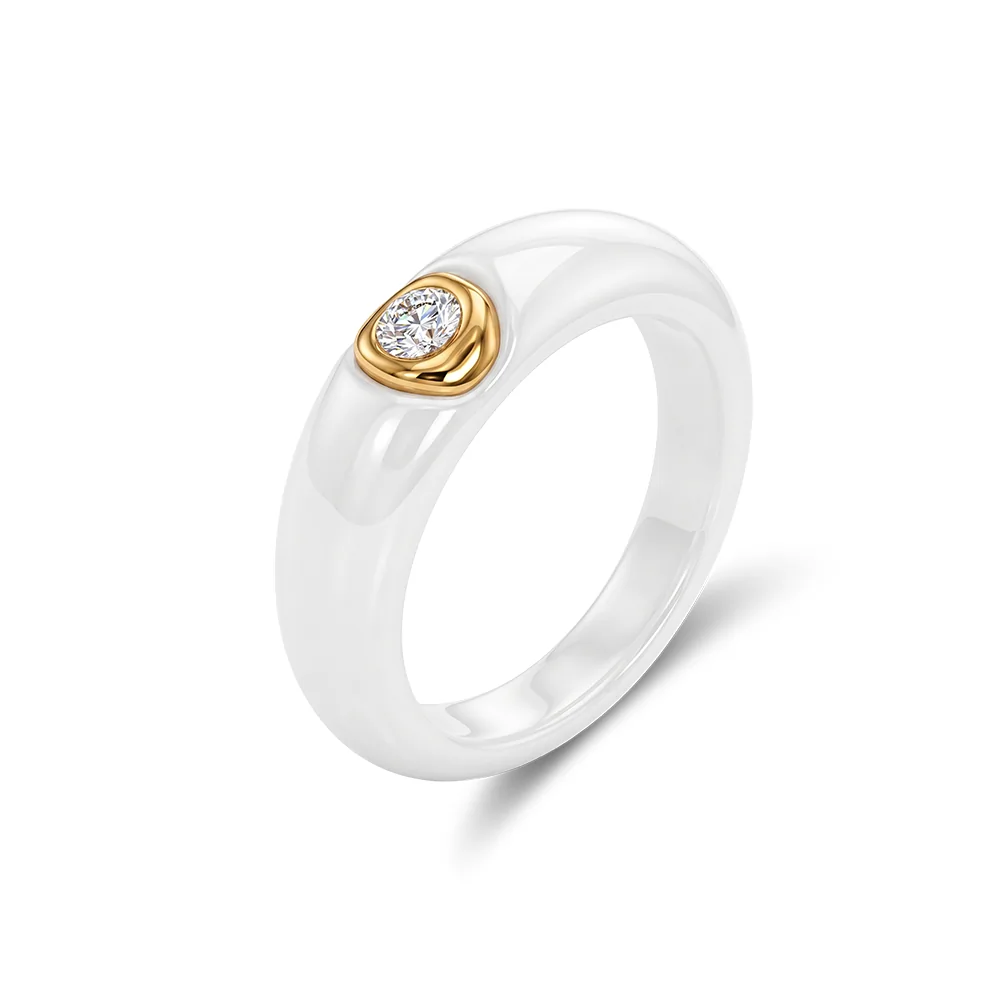 Inele Statement - Inel Statement Bianco Auriu