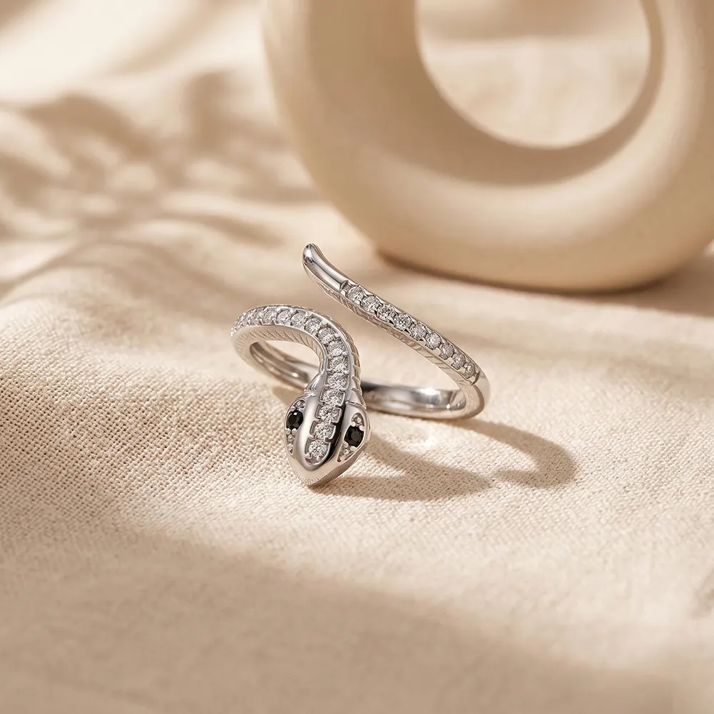 Inele Statement - Inel Statement Serpente Crystal Argintiu