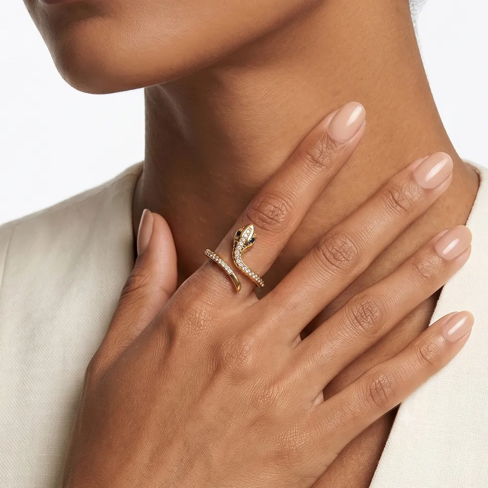 Inele Statement - Inel Statement Serpente Crystal Auriu