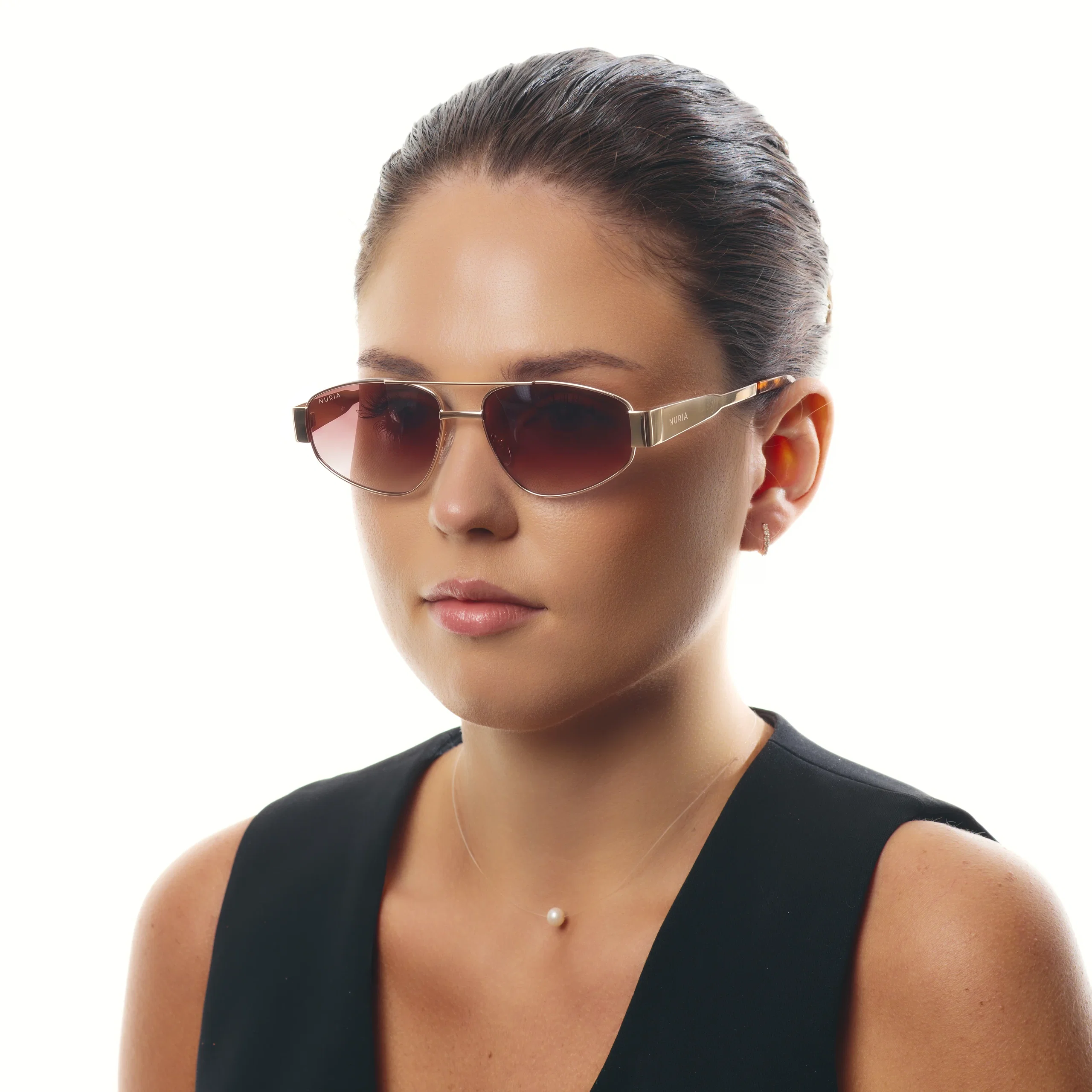 Ochelari de soare pentru femei - Ochelari de Soare NURIA cu Ramă Aviator Solstice Wing Gold Merlot
