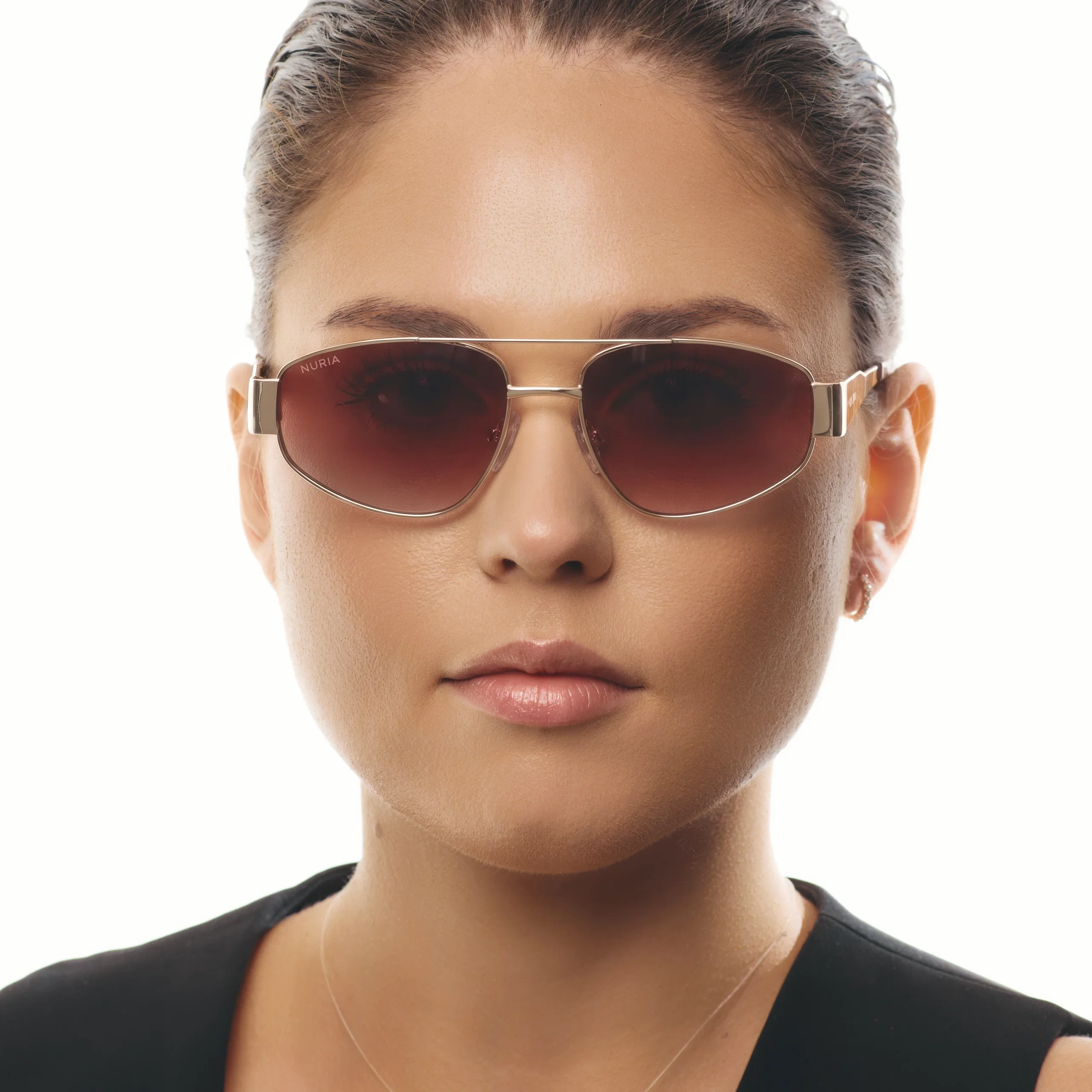 Ochelari de soare pentru femei - Ochelari de Soare NURIA cu Ramă Aviator Solstice Wing Gold Merlot